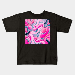 Pink abstract squiggles Kids T-Shirt